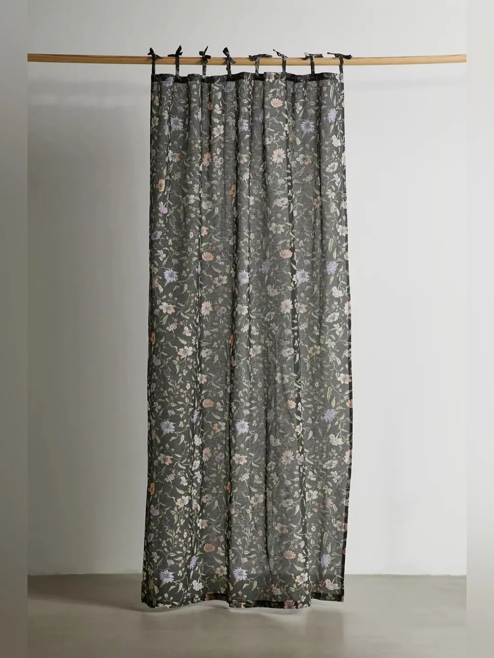 Washed Black Ella Vine Curtains (x2)